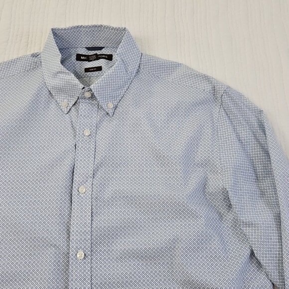 Michael Kors Button Up Shirt Men's Large Blue Floral Slim Fit EUC LN Old Money - Picture 4 of 15